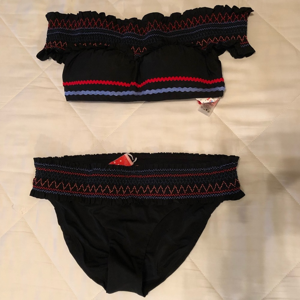 Red Carter off the shoulder 2 piece bathing suit